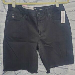 Seven7 Women's Bermuda Denim Shorts Black sz 6 freyed hem 8" inseam